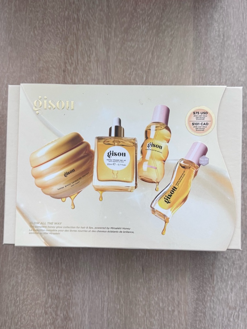 Gisou Glow All The Way Hair and Lip Gift Set